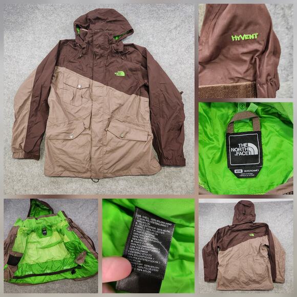 The North Face Jacket Mens Medium Brown HyVent Hooded Waterproof Ski Coat TNF - Picture 1 of 16